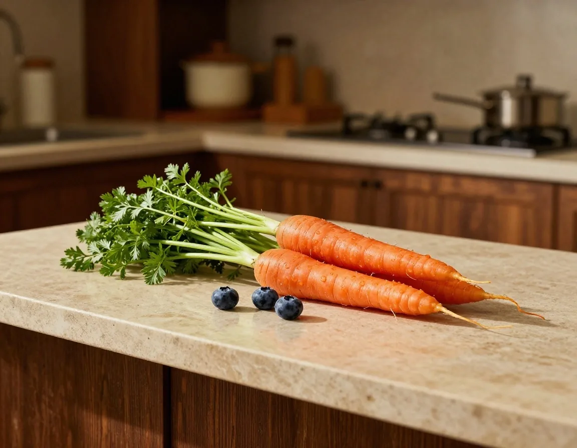 Fresh eye-friendly produce on a stone counter